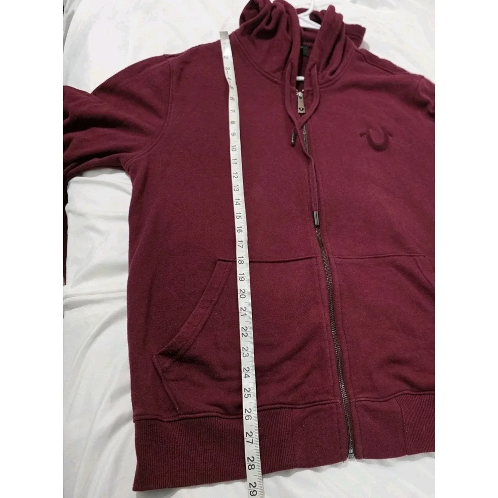 True Religion Mens Zip Up Hooded Sweater Size Large Spellout Logo Y2K Grunge